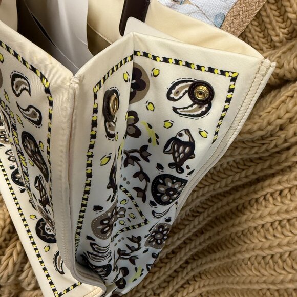 TORY BURCH LARGE ELLA PRINTED TOTE-"NEW IVORY PISCES DREAM DESIGN" - Picture 8 of 8